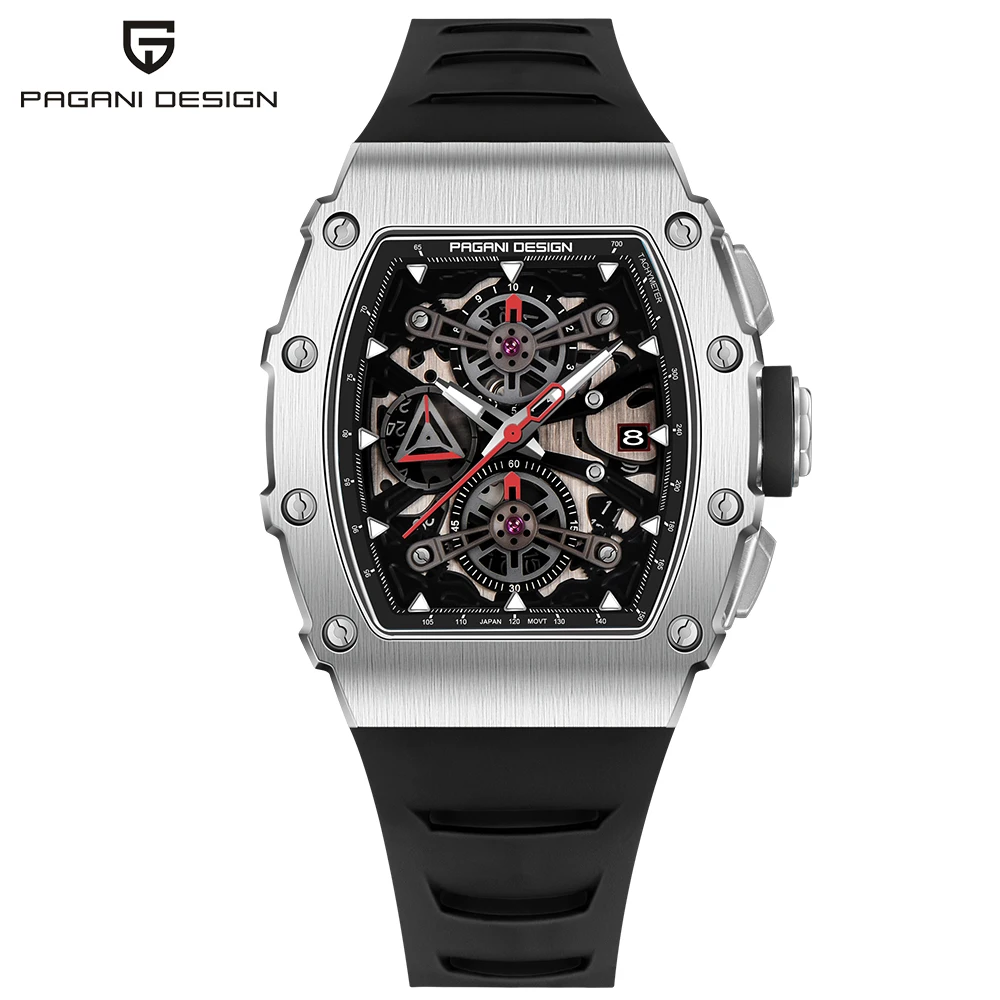 PAGANI DESIGN 39.5MM Men's Sports Quartz Watch PDYS011 Sapphire Glass 5ATM Waterproof Stainless Steel Chronograph Watch