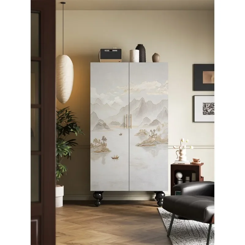 Landscape retro solid wood wardrobe home living room room wall locker cloakroom storage wardrobe