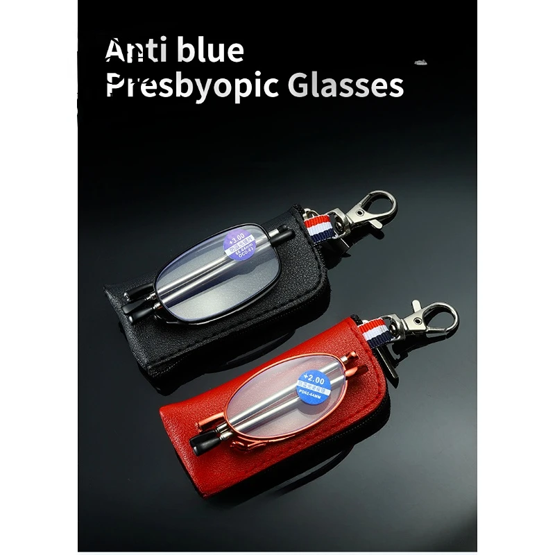 Anti Blue Light Foldable Presbyopia Glasses Zip Pocket Retractable Unisex Presbyopia Glasses Reading Glasses Men Women