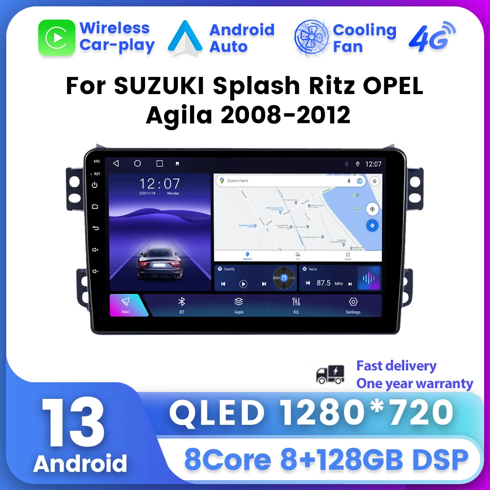 

QLED Screen Car Radio For Opel Agila Suzuki Splash Ritz Multimedia Video Player Navigation Stereo Carplay Auto 2Din Head Unit