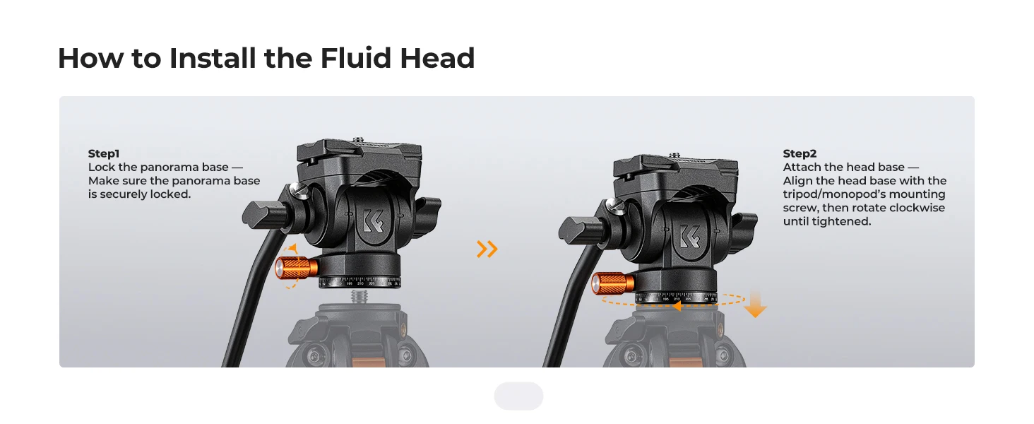 K&F CONCEPT Fluid-Stativkopf 360 ° Glatte Schwenk-/Neigekopfplatte, Arca-Swiss-kompatibel, leichter Kunststoff, maximale Belastung 7,6 lbs, für Reisen, FH-04 – Detail 8