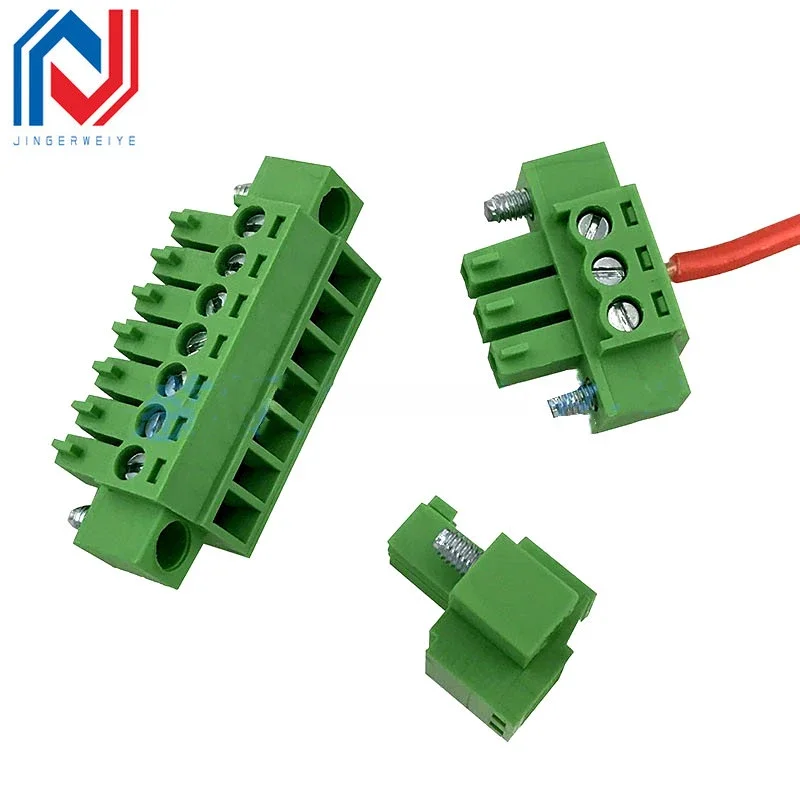 2Sets 2EDGWB 3.81mm Pitch Through Wall Plug in Terminal Blocks 15EDG 3.81MM 2/3/4/5/6/7/8/9/10/12pin Plug+Pin Header Socket Set