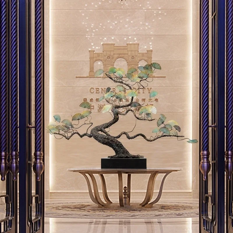 

Lucky Welcome Pine Tree Ornament New Chinese Living Room Hotel Sales Office Lobby Large Floor Sculpture Opening Gift