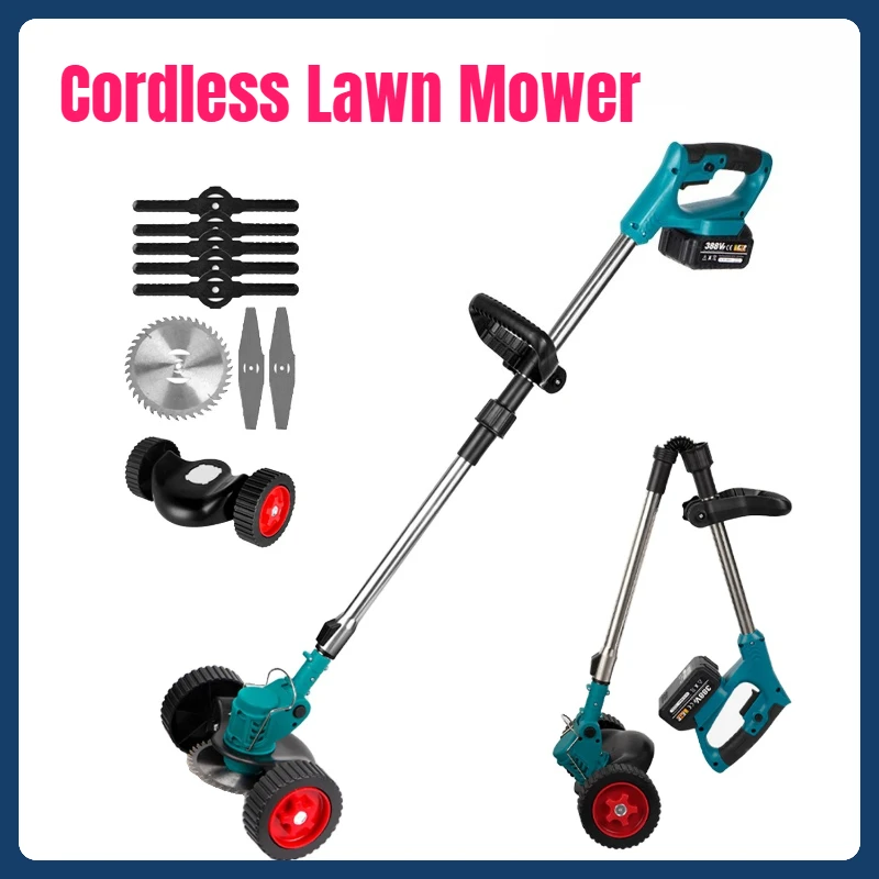 

Cordless Lawn Mower Handheld Electric Grass Trimmer Adjustable Garden Lawn Weeding Tools Agricultural Lithium Battery Lawn Mower