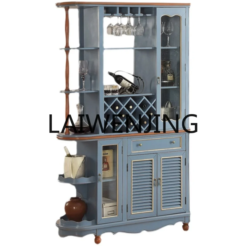 

American Country Living Room Solid Wood Porch Partition Double-Sided Wine Cabinet Entrance Storage Pastoral Hall Storage Cabinet