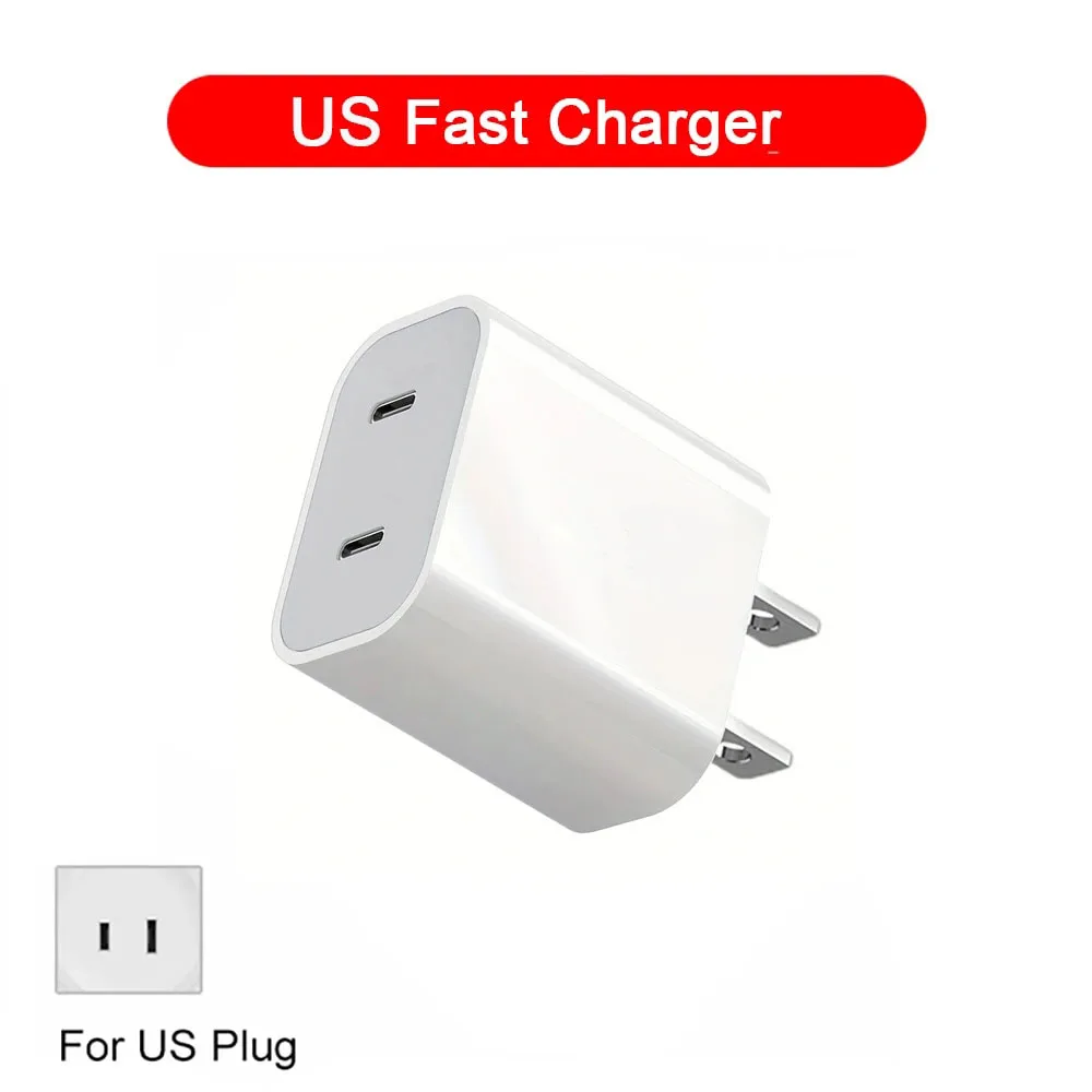 20W Double USB C PD Chargeur Charge Rapide USB-C Type C Adaptateur De Chargeur De Téléphone Rapide for iPhone 15 14 13 Pro Max