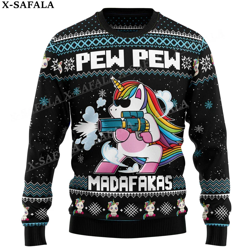 Unicorn/Alpaca/Elk Christmas Knit Sweaters Funny Halloween Christmas Gift Jumpers Tops Couple Party Unisex Casual-1