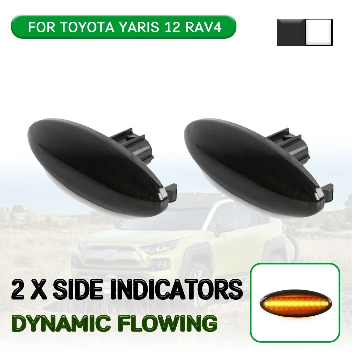 

For Toyota Yaris Mk2 P9 RAV4 Mk3 Auris E15 For COROLLA 2pcs LED Dynamic Side Marker Light Lamp Flowing Turn Signal Light