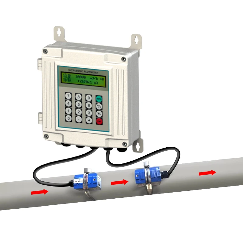 Ultrasonic Intelligent Sensor Gas Mass Flow Meter External Clamp Ultrasonic Fuel Flow Meter Diesel Impeller Ultrasonic Flowmeter