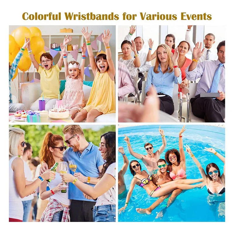 1800 PCS Neon Colored Wristbands For Events, Synthetic Paper Waterproof Lightweight Activity Identification Wristbands