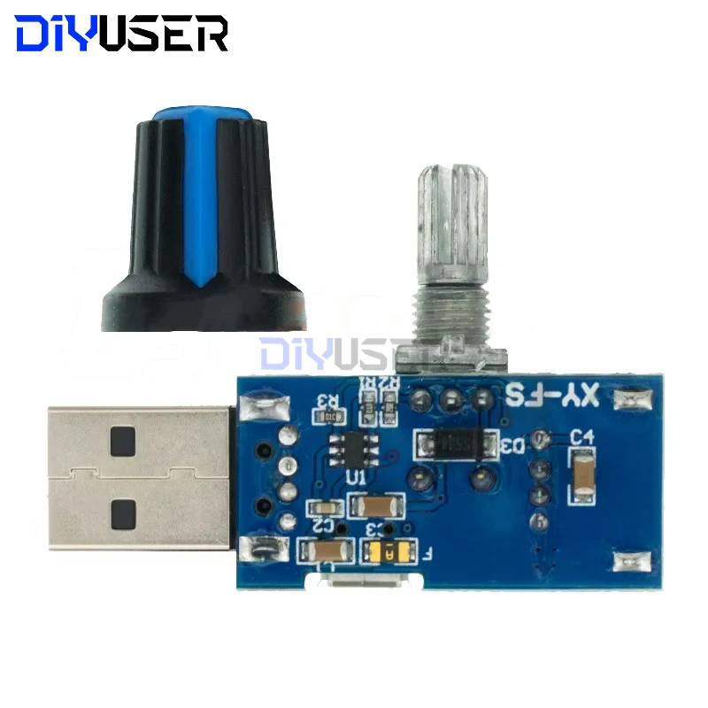 5V PWM Fan Speed Controller Module, Mini USB DC Cooling Governor 4-Speed Adjustable for PC Case 3D Printer Silent Cooling