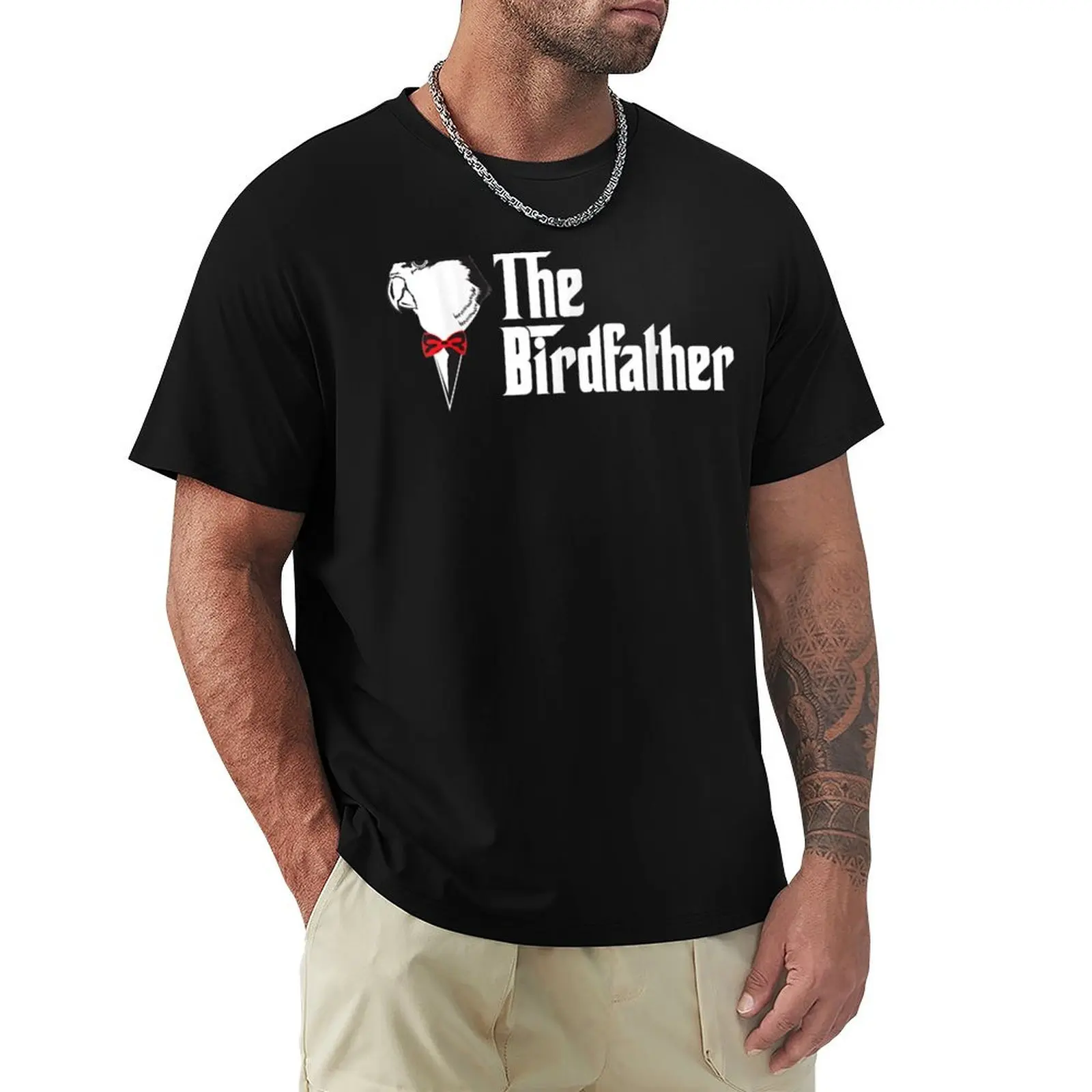 

The Birdfather Funny Bird'S Dad Lover T-Shirt Non-Shrink Basic Cotton T-Shirt