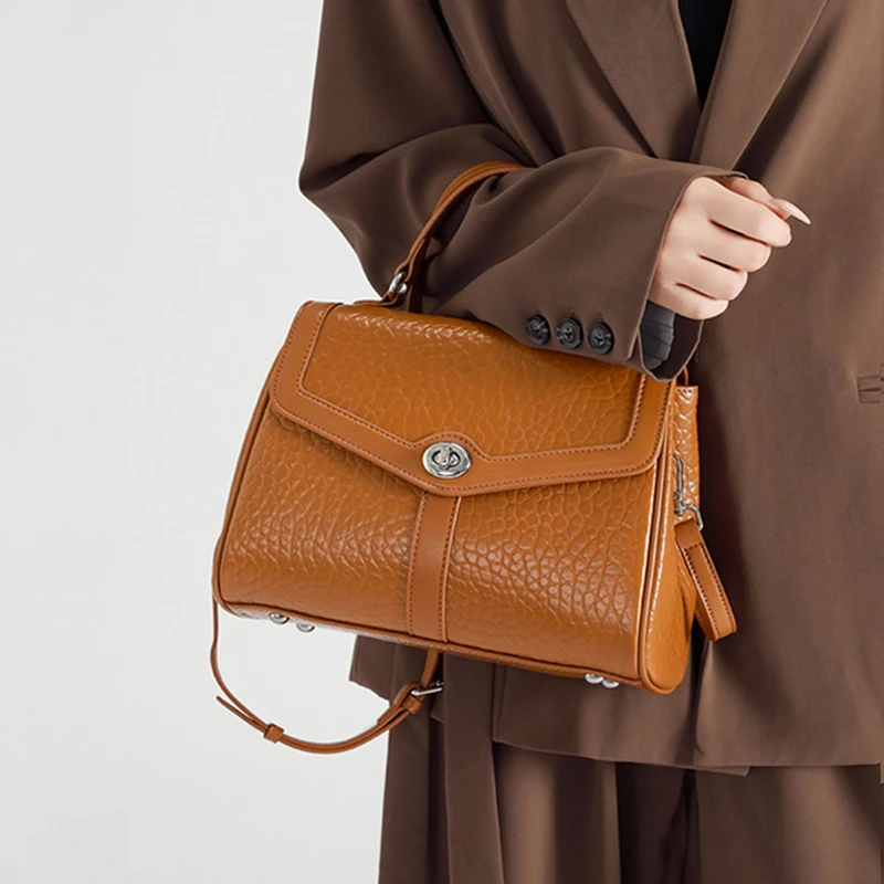 

Burminsa винтажные сумки-тоут из коровьей кожи для женщин, 2024, роскошные дизайнерские рабочие женские сумки через плечо с верхней ручкой