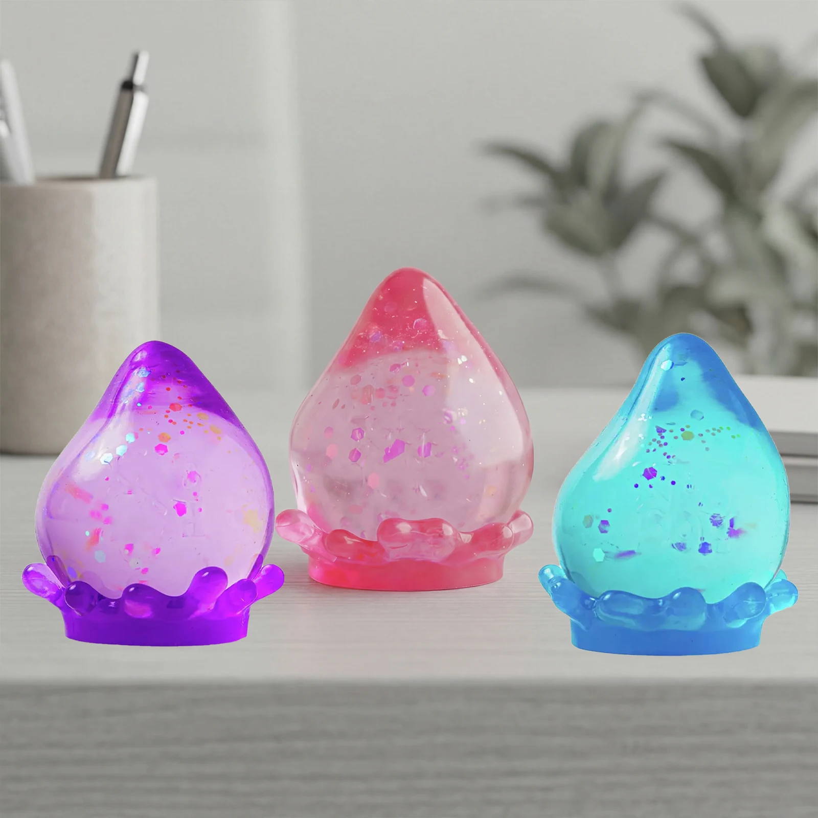 Dream Drop Shape Stress Balls Glitter Filled Super Soft Slow Rise Squeeze Toys Multicolor Sensory Stress Relief For Kids Adults