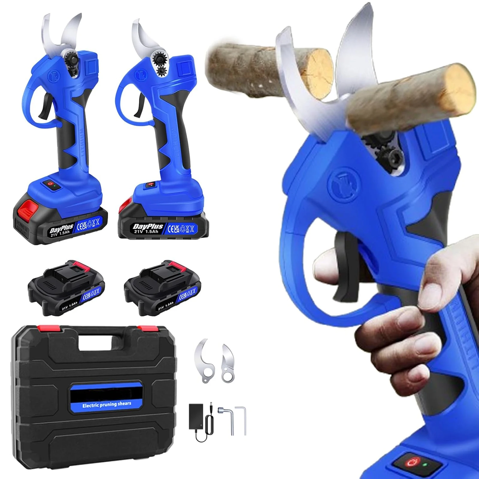 Tijeras De Podar Eléctricas Para Jardín, Tijeras De Podar Inalámbricas Con Motor Sin Escobillas De 21 V, Tijeras De Podar Eléctricas Inalámbricas Con 2 Baterías Recargables Y Cuchillas, Herramienta Cortadora De Ramas Para Arbustos Y Árboles Frutales — -51%, 52.31€ Coupon, from 49.98€ – 51% descuento – €49.98