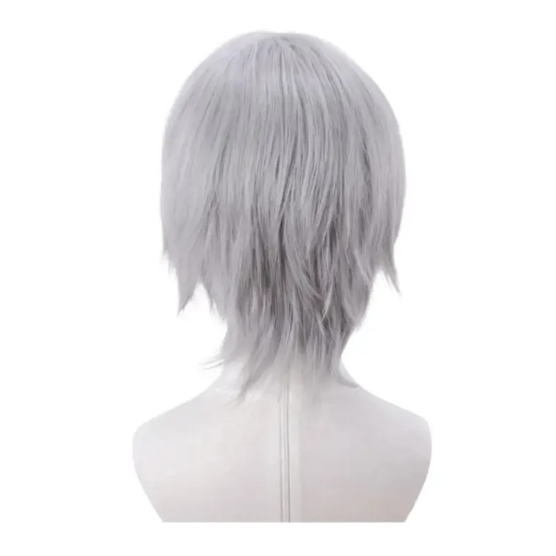 qa156 دانتي شعر مستعار تأثيري DMC 5 أنيمي الدعائم تمويه للرجال الفضة شعر مستعار قصير لعب الأدوار هالوين كرنفال زي اكسسوارات #5