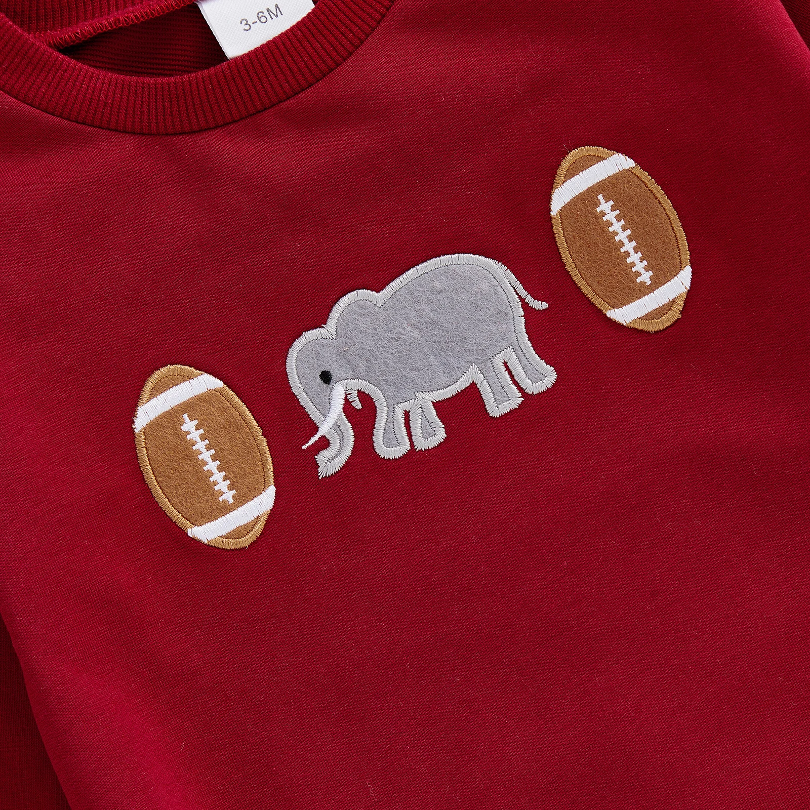 

Infant Baby Boy Romper Fashionable Rugby Elephant Embroidery Round Neck Long Sleeve Bodysuits Fall Jumpsuits
