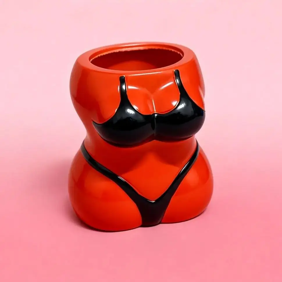 

Новый уникальный настольный органайзер-подставка для ручек в форме бикини, виниловый, художественный, для хранения мелочей, для декора офисного стола