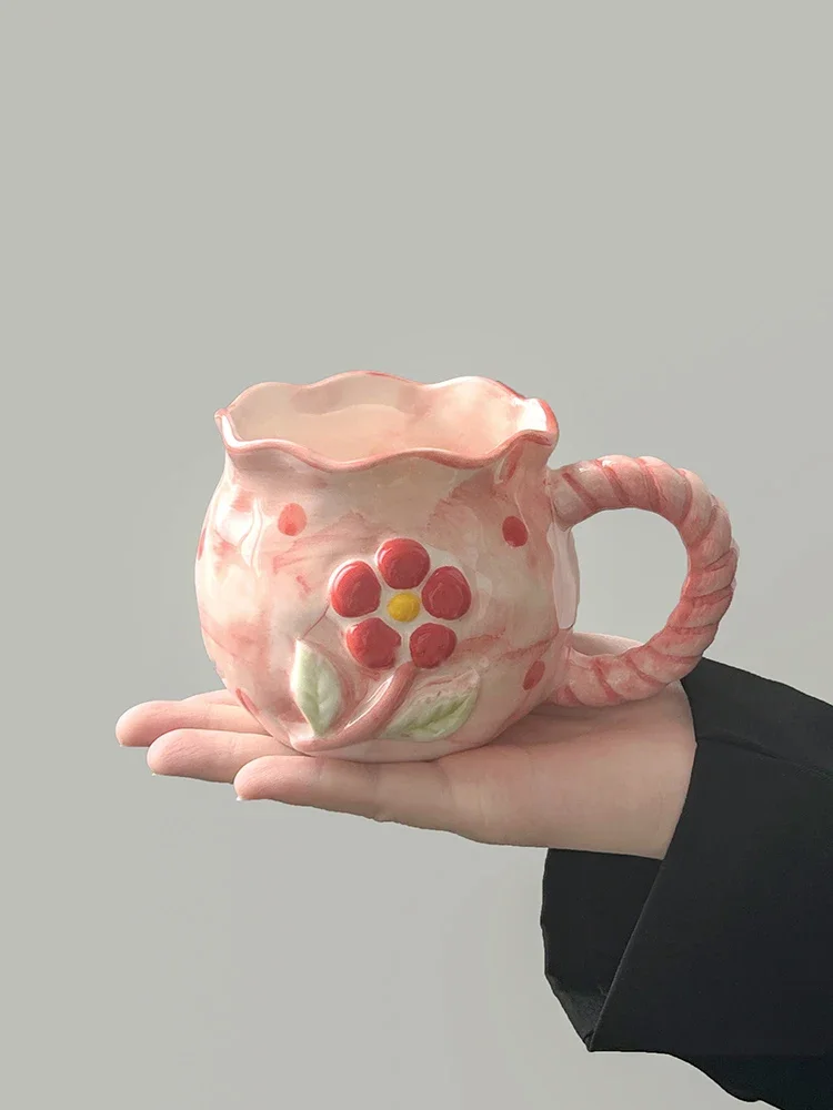 Ahunderjiaz-Tasse en céramique de cerise mignonne, conception de petite niche, tasse à eau avec boîte-cadeau, ensemble de boisson domestique, cuisine, salle à manger et bar