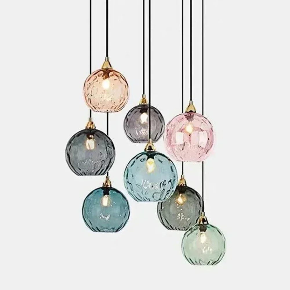 Modern Suspension Light Fixture Nordic Colored Glass Chandelier for Living Room Dinning Bedroom Room Lustre Home Decoration