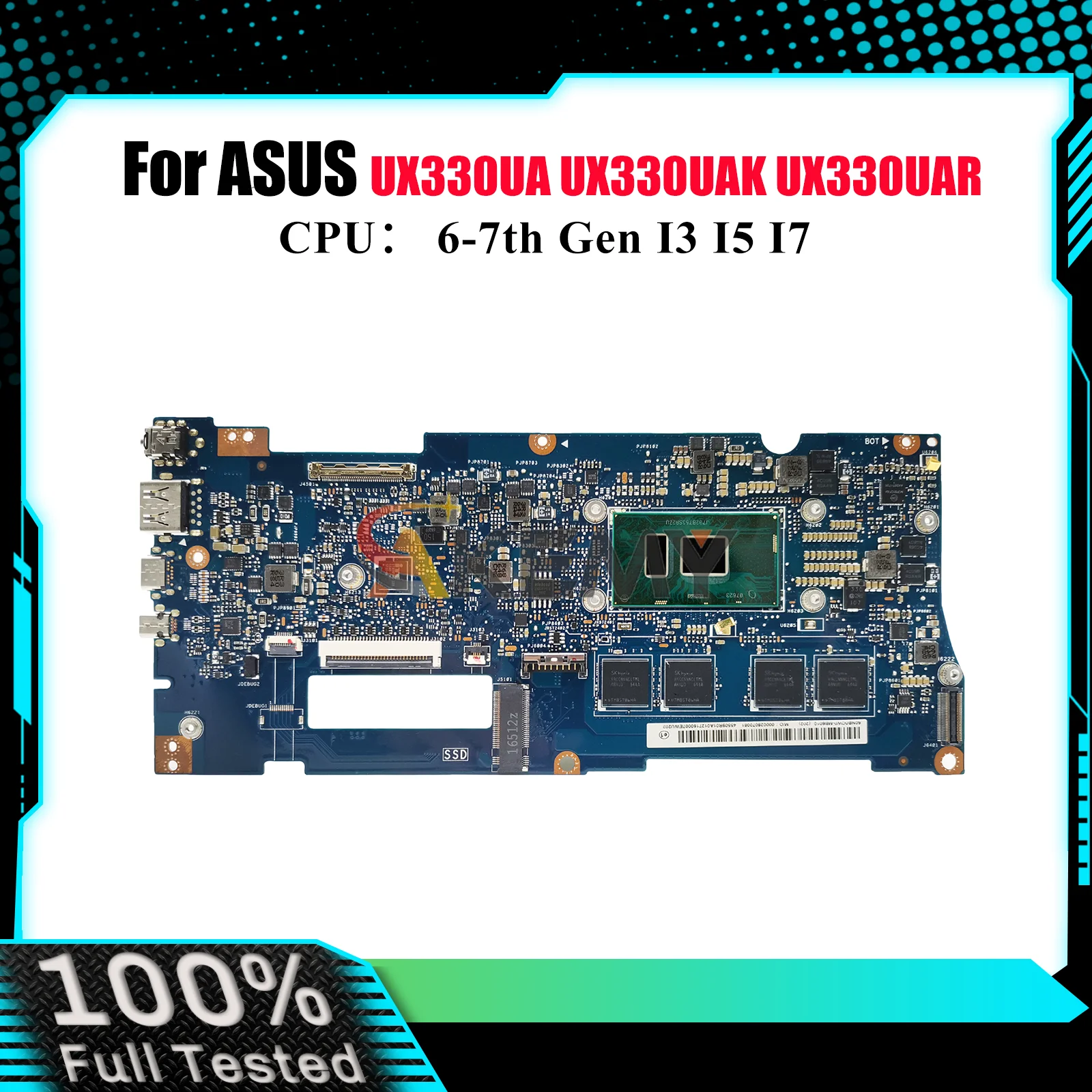 

UX330UA Laptop Motherboard For ASUS ZenBook UX330UAK UX330UAR UX330U U3000U UX330UA Mainboard W/ I3 I5 I7 CPU tests OK fast ship