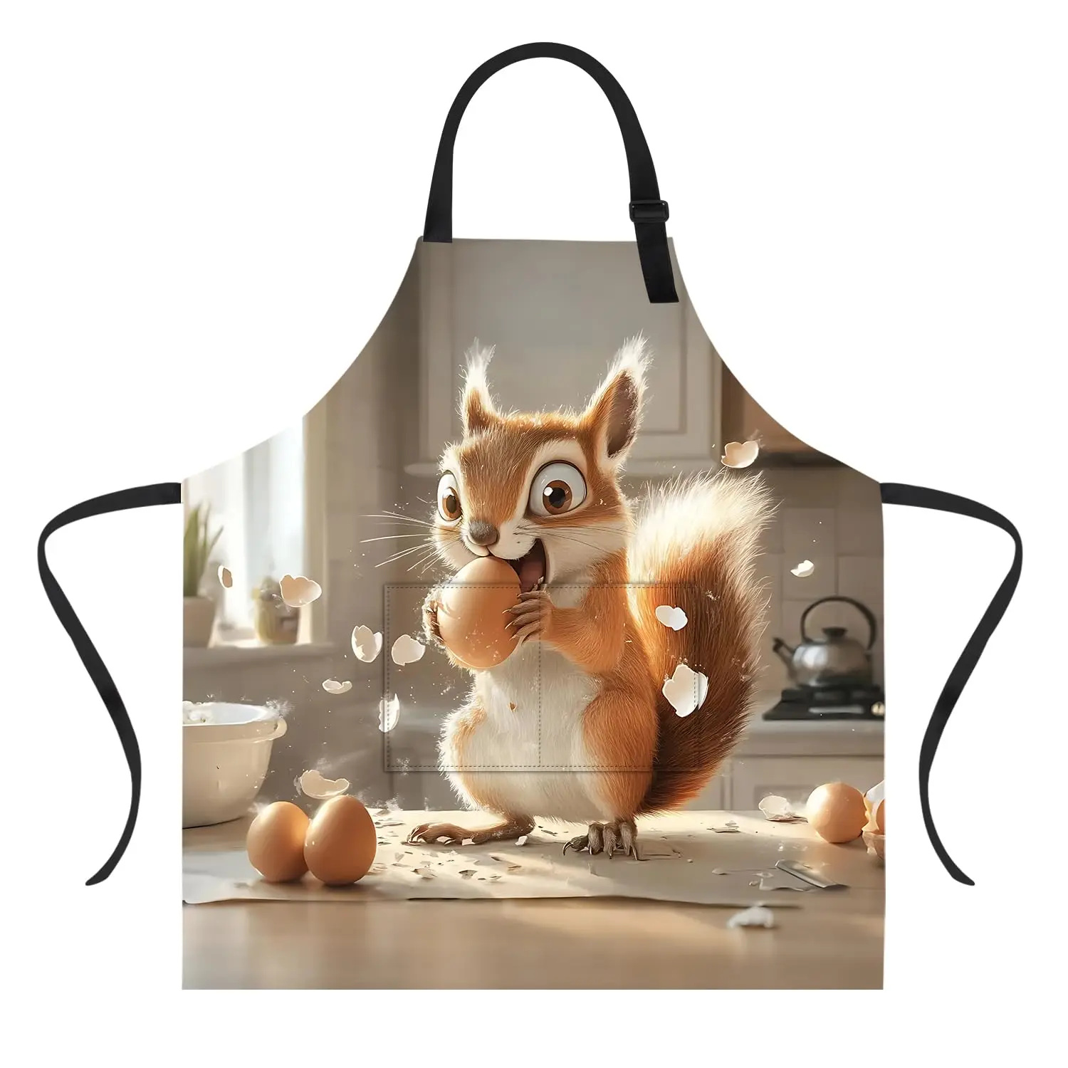 

Funny Squirrel Apron with Pockets Waterproof for Men Women Kitchen Garden Decor