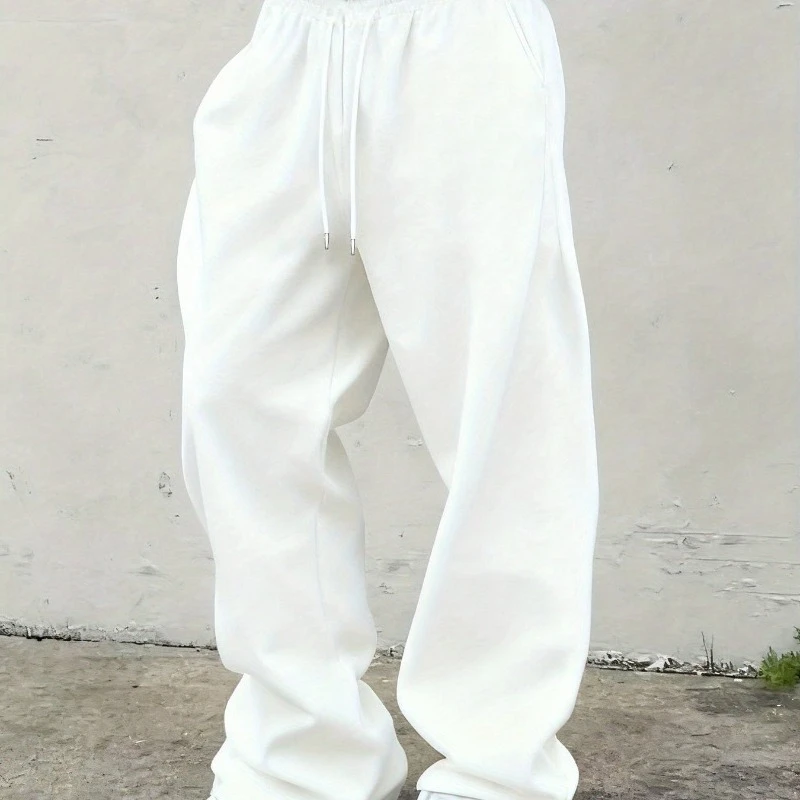 

Men's Versatile Solid Color Loose Sports Straight Leg Pants for Autumn and Winter, Suitable for Both Men and Women, Casual Pants