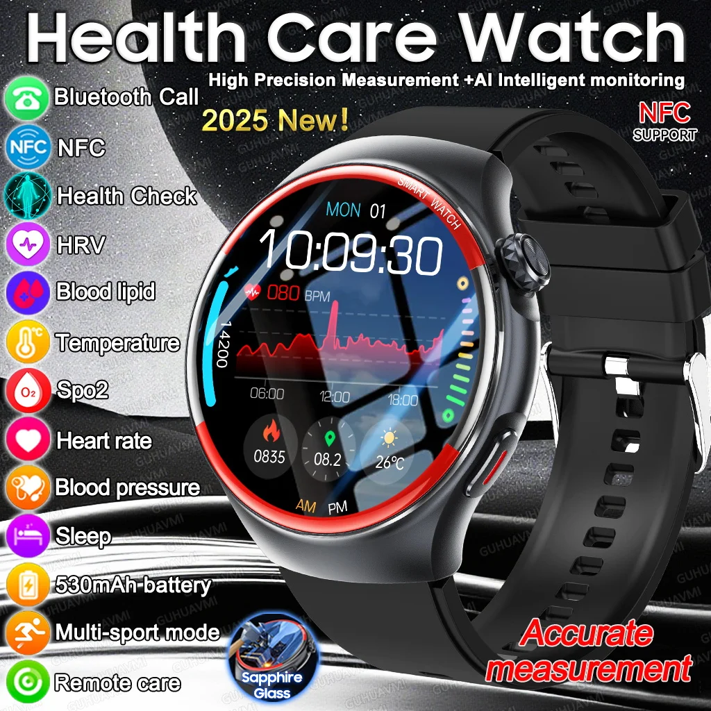 

Новинка 2025 года, умные часы для здоровья и кормления HRV + NFC, анализа артериального давления, сердечного ритма, аккумулятор 530 мАч, Bluetooth-вызов, умные часы для мужчин и женщин