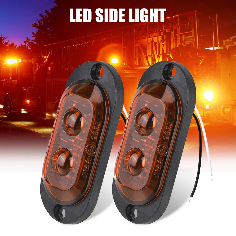 2pcs 12V-24V Trailer Marker Lights 2 LED Car Side Lamp Truck Signal Light Indicator Taillights Auto Accessories