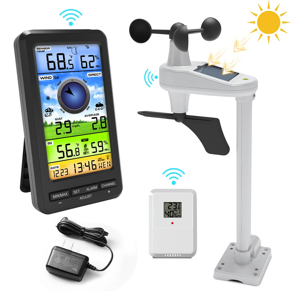 

WiFi Weather Station Wind Speed/Direction Sensor Thermometer Hygrometer Wireless Weather Station Smart Weather Station