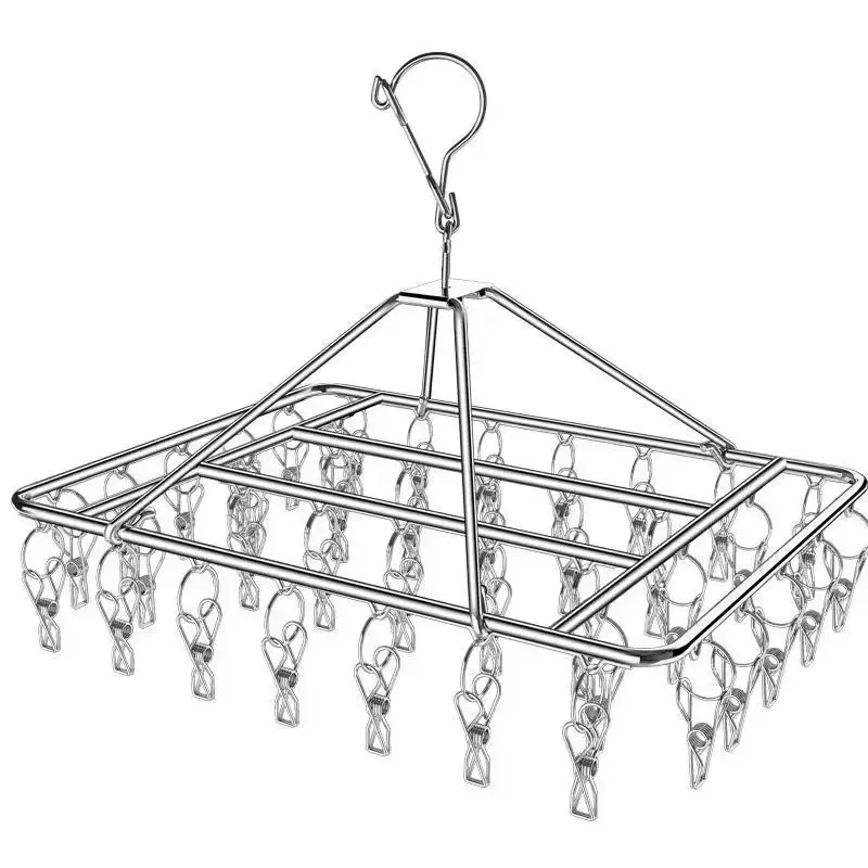 Stainless Steel Windproof Clothespin Laundry Hanger for Socks Towels Bras Drying Rack Clothesline Hook Airer Dryer