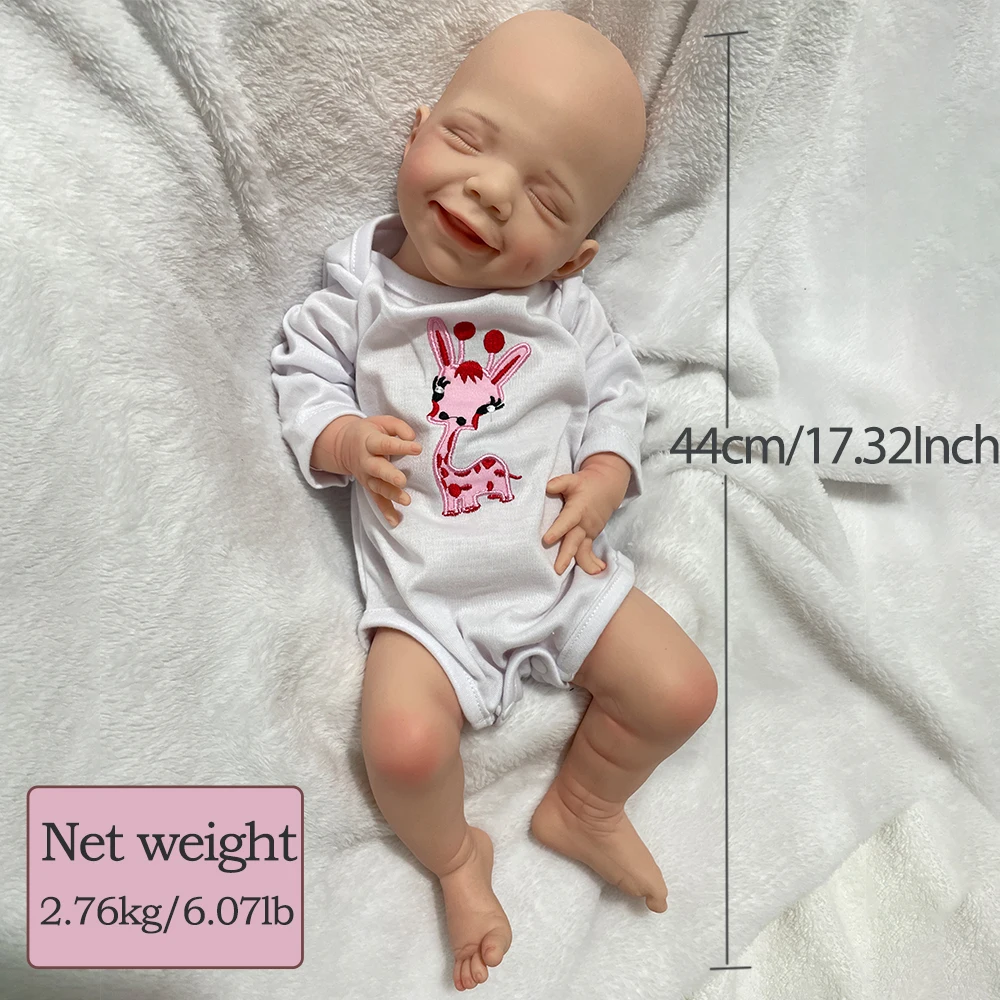 18" 100% Full Body Silicone Reborn Doll Handmade Flexible Newborn Baby Girl Soft Touch Xmas Gift Collectibles Anti-Stress