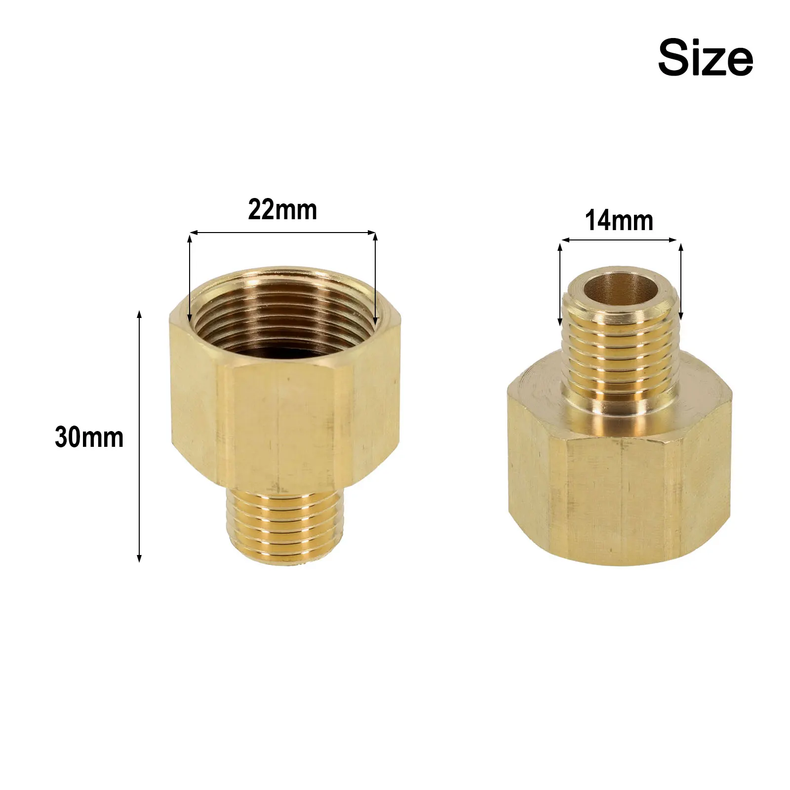 Pressure Washer Hose Adapter Brass M22 Female to 14mm Male Metric Thread Compatible with Many Electric High Pressure Washers