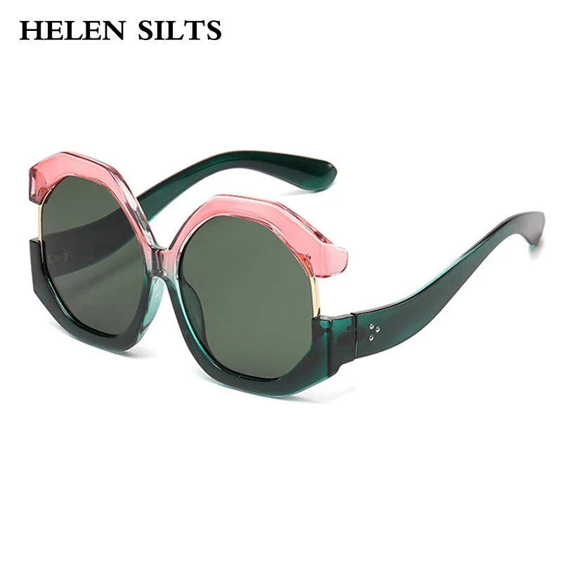 Fashion Polygon Square Women Oversized Sunglasses Retro Rivets Men Trending Gradient Sun Glasses Shades UV400