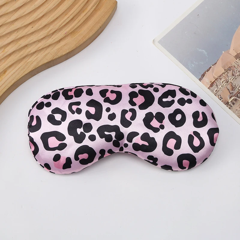 Leopard Print Double-sided Imitation Silk Eye Mask Printed for Sleep Shading and Breathability for Office Rest Nighttime Sleep