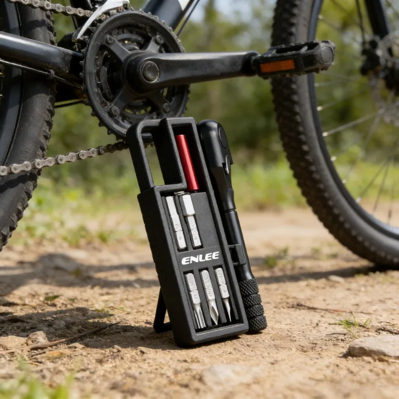 

Bicycle Ratchet Wrench Tool Kit with Hex Key Bits Portable Multifunctional Repair Set for Mountain & Road Bike Maintenance Gear