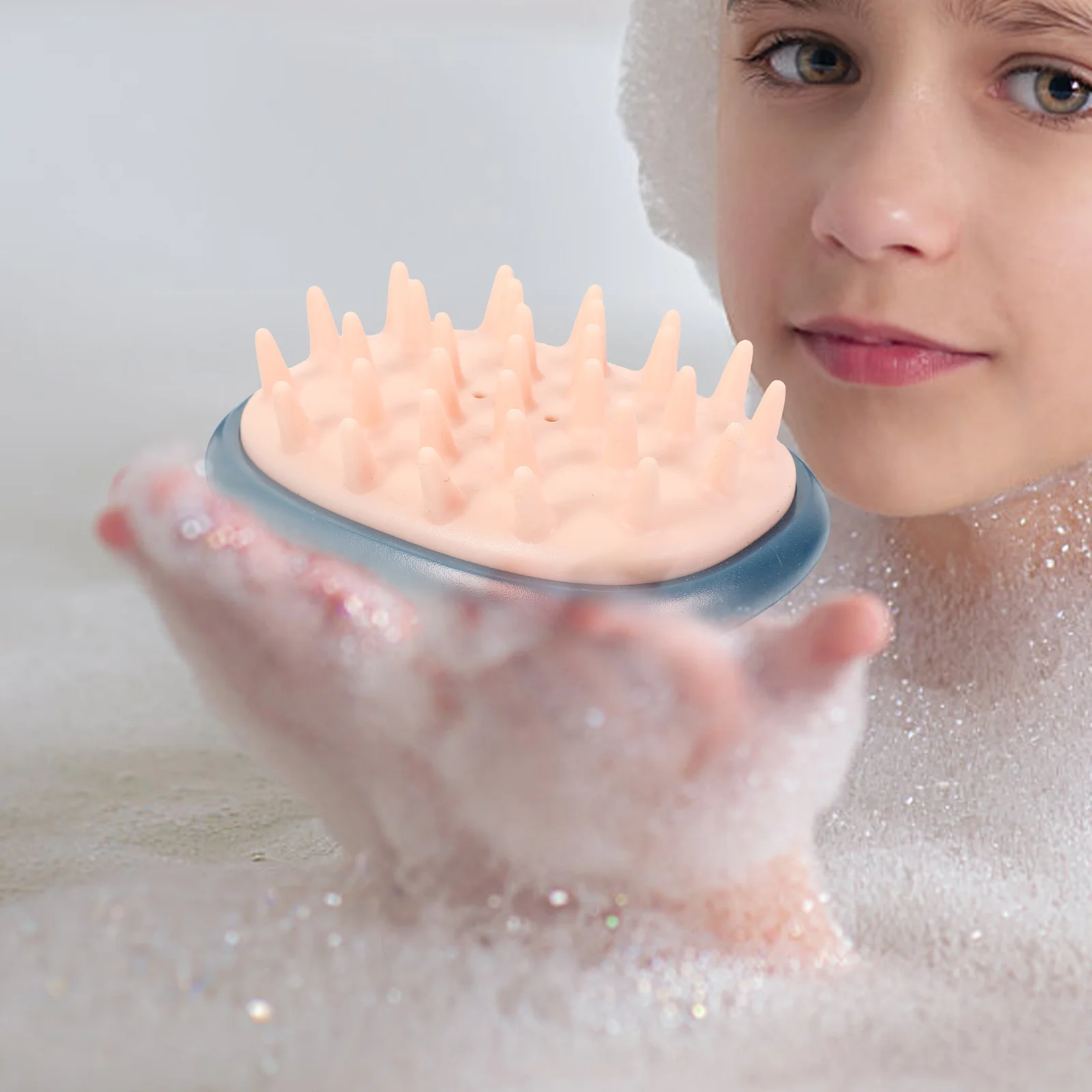 

1Pcs Portable Silicone Head Scalp Massager Blue Hair Brush for Effective Root Cleaning Shampoo Aid Soft Flexible Bristles