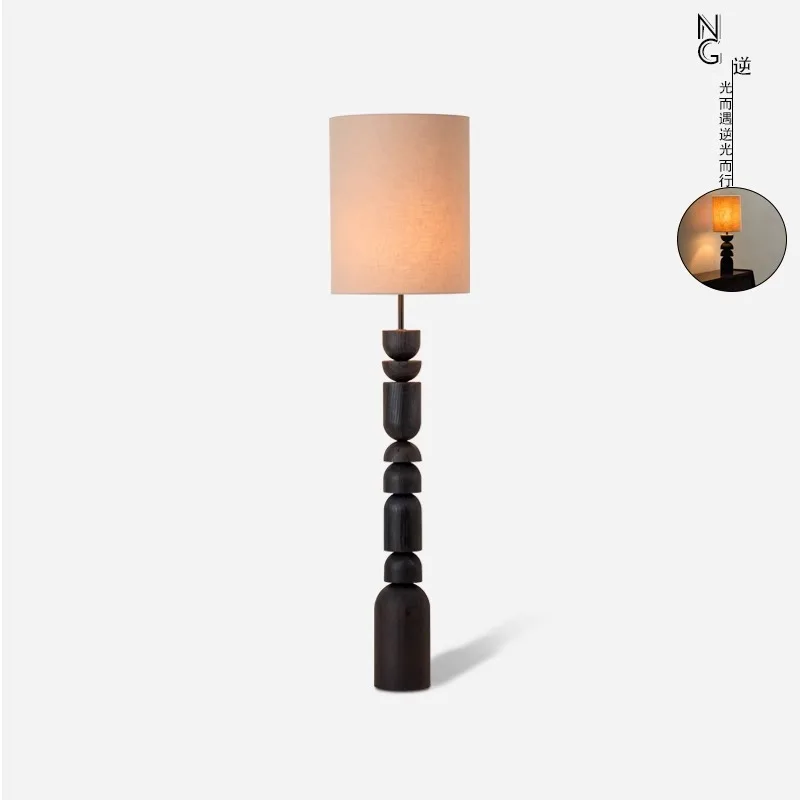 

French Medieval Living Room Study Floor Lamp Next To Sofa Solid Wood Retro Log Wind Atmosphere Vertical Floor Lamp