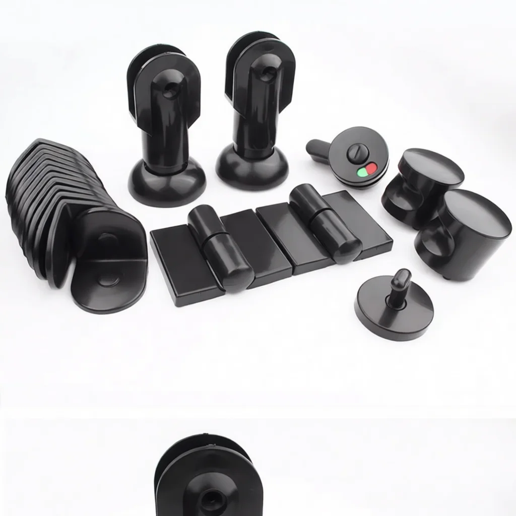 Public Washroom Partition Hardware Kit Black Nylon Support Leg Hinge Indicator Lock Corner Bracket Commercial Equipment