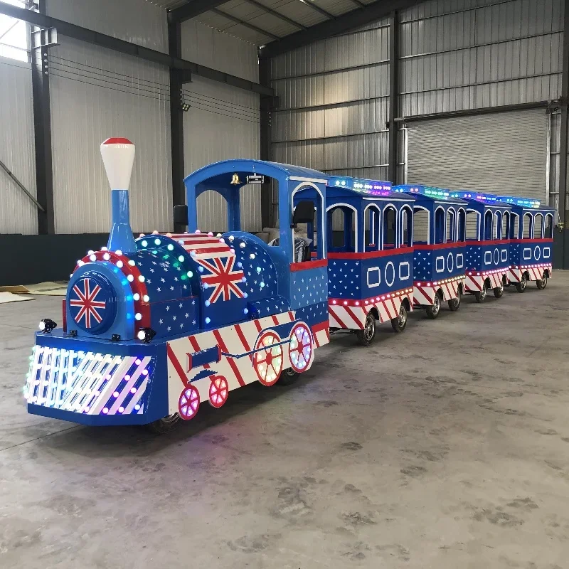 2026 Customized Entertainment Rides Kids Mini Trackless Train, Amusement Park 24 Seats Royal Trackless Train for Sale