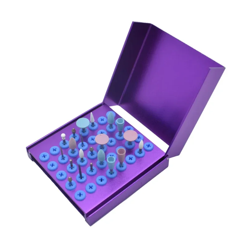 4Pcs Dental 40 Holes Endo Box Cleaning Stand Autoclave High Temperature Sterilizable for High Speed Dental Burs