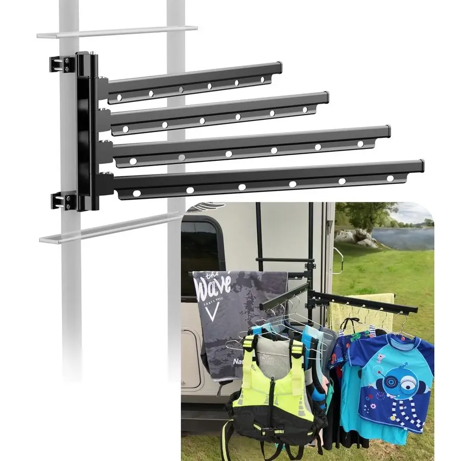 

Aluminum RV Clothes Drying Rack Ladder Mounted 24Inch Long and 180 Swivel Arms, Essential Outside Travel Trailers amp Campers Ac