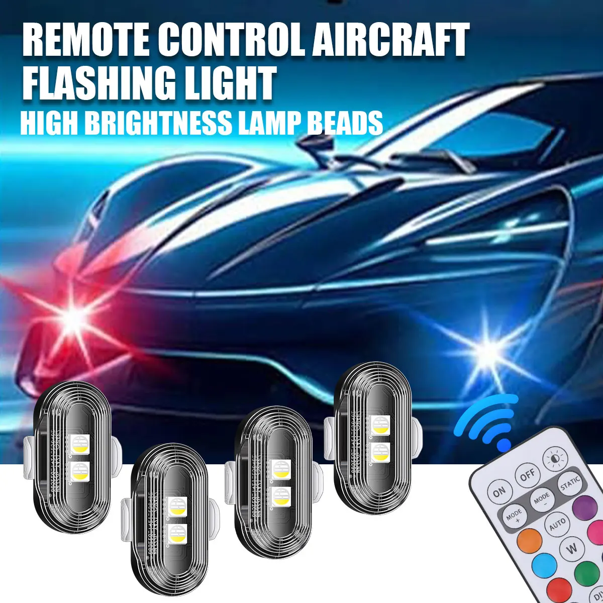 

Automobile Strobe Light Wireless Remote Control Anti-Collision LED Warning Light Aircraft Flash Lights RGB Atmosphere Light