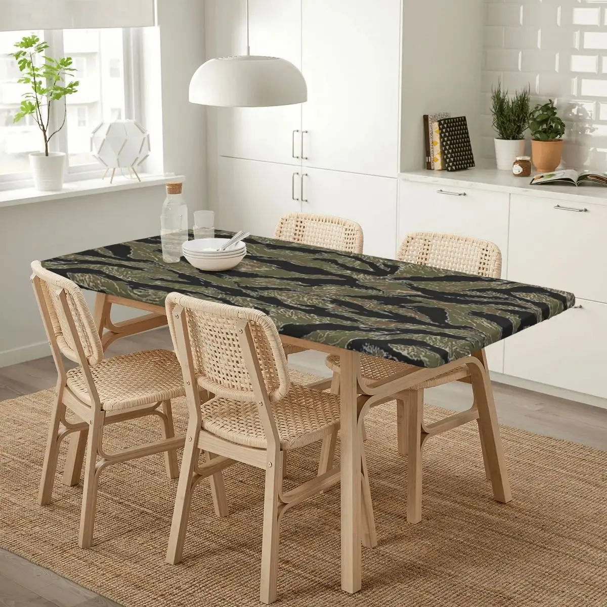 US Army Camouflage Tiger Stripe Customized Rectangular Tablecloth Waterproof Table Cover for Dining Events Table Cloth