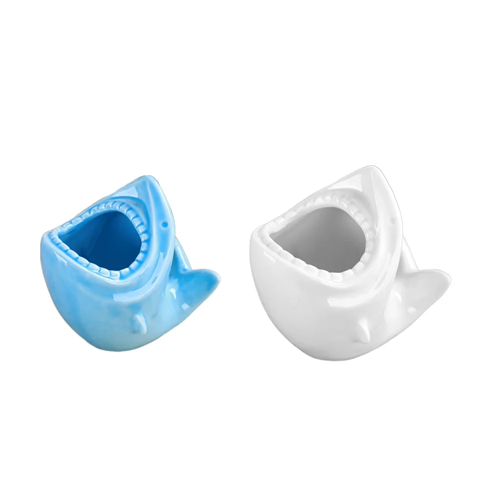 

2Pcs Succulent Plant Pot Ceramic Shark Shape Creative Container Desktop Office Home Decor Flower Pot for Window Space Saving