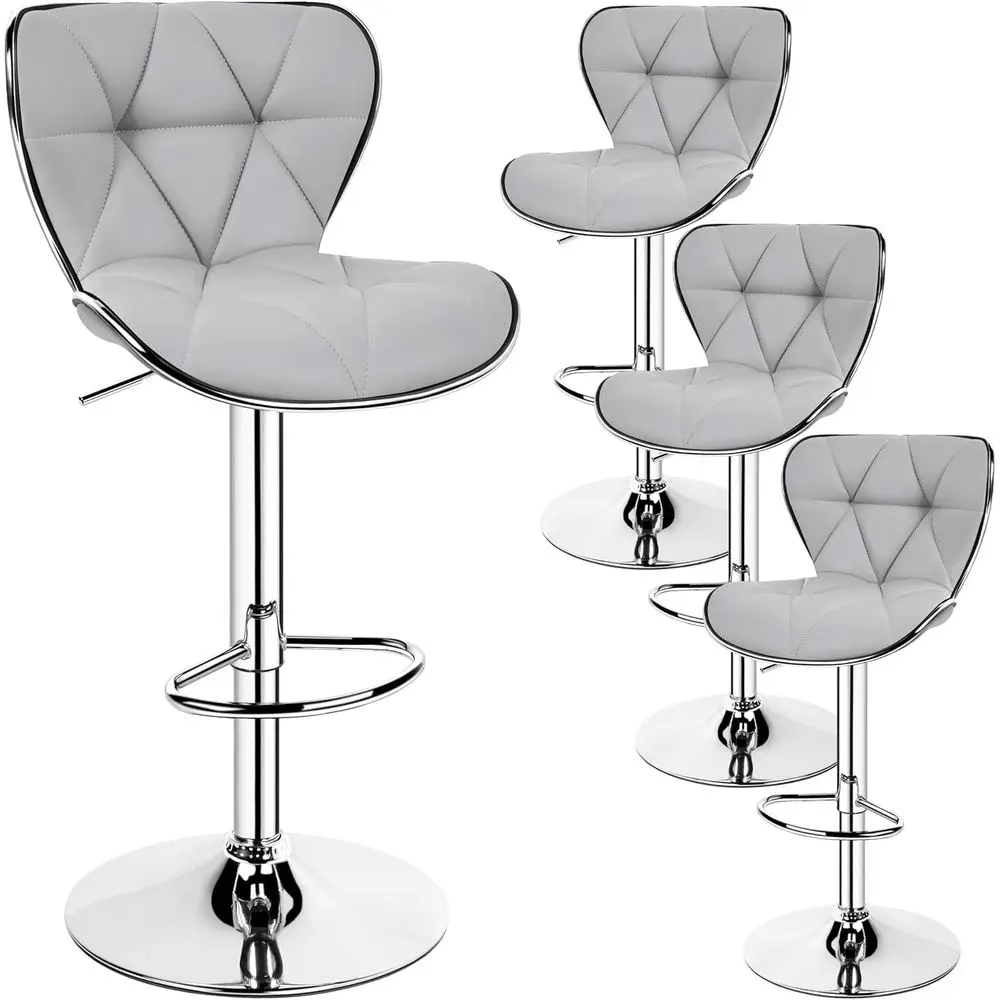 

Набор из 4 барных стульев, островной стул со спинкой, регулируемые барные стулья из искусственной кожи, поворотные барные стулья с подставкой для ног для домашней кухни,