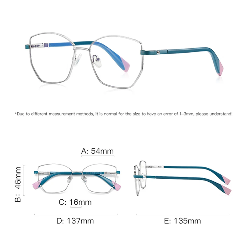 VCKA Anti Blue Light Discoloration Cat Eye Myopia Glasses Frames Alloy Women Optics Prescription Spring Leg Eyewear -0.50 TO -10