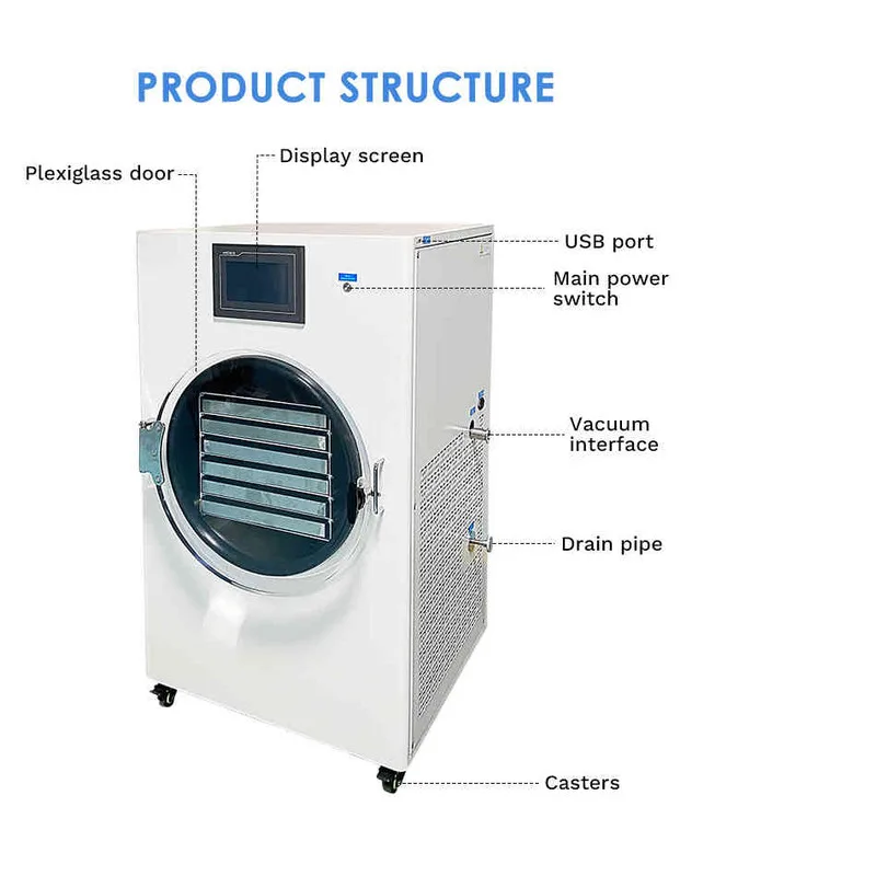 8kg 10kg Vacuum Freeze Dryer Machine 6 Trays Home Use Fruit Freeze Drying Machine For Food