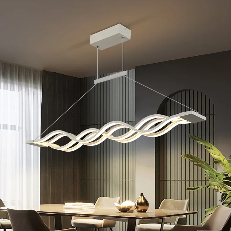 

Modern Simple Living Room Chandelier Nordic Creative Personality Wavy Office Chandelier Bar Dining Room Study Decorative Light