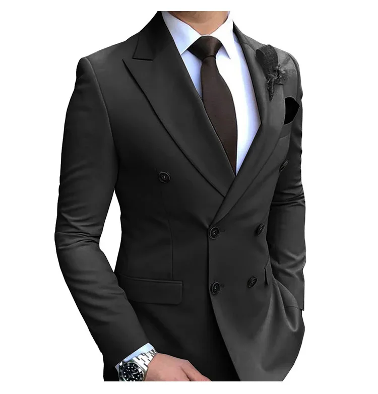 Men's British Slim Fit Business Casual Suit Waterproof Polyester Button Closure Wholesale Customization for Weddings Parties